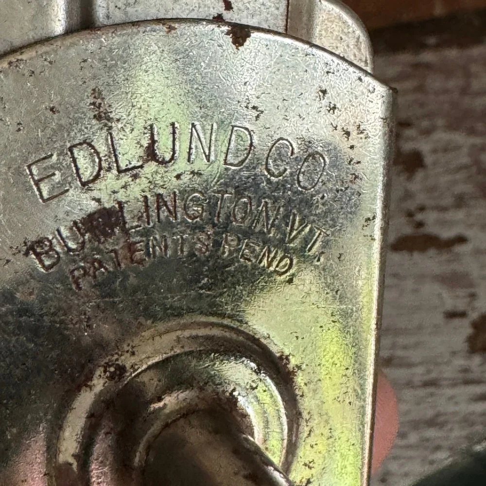 Vintage Edlund Co Top-Off Jar Bottle Screw Top Opener Teal Wood Handle Vermont